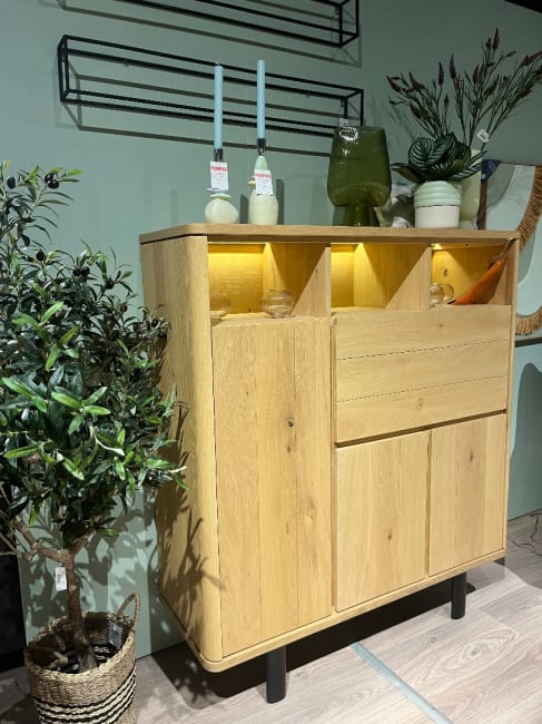 ARMOIRE 125 cm - 3-portes + 1-porte rabattante + 3-niches (+ LED)