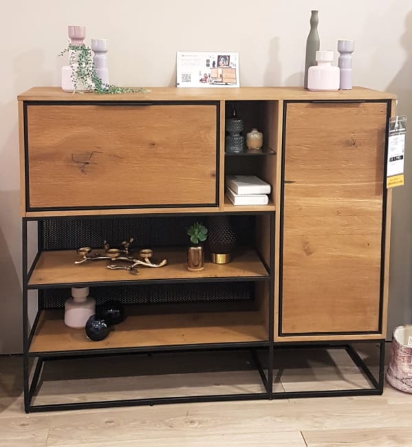 Dressette 140 cm - 1-porte + 1-porte rabattante + 4-niches (+ LED)