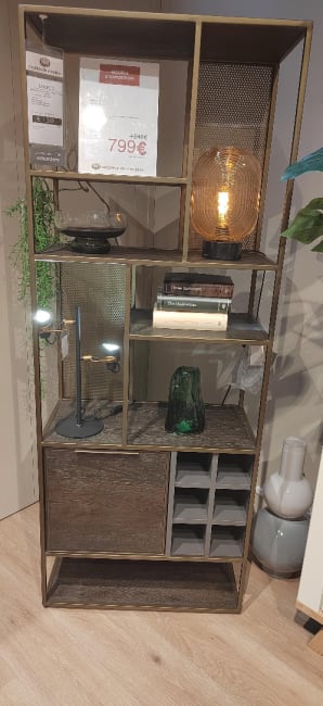 bibliothèque 70 cm - 1-porte + 6-niches + 6-ranges bouteilles