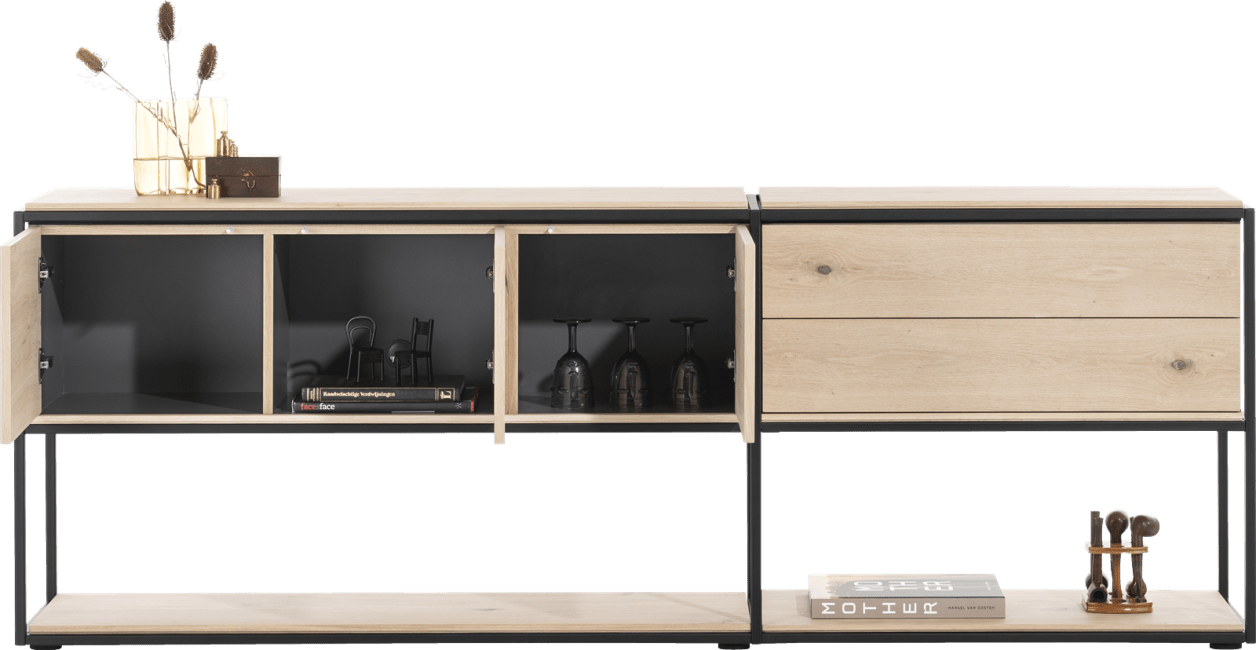 XOOON - Modulo - Minimalistisch design - dressoir 225 cm - 2 nivo&#39;s - 3-deuren + 2-laden