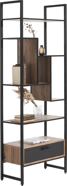 XOOON - Torano - Minimalistisch design - roomdivider / boekenkast 75 cm - 1-lade T&T + 7-niches