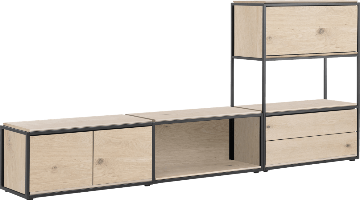 XOOON - Modulo - Minimalistisches Design - TV-Wand 270 cm - niedrig - 1 Niveau + 3 Niveau