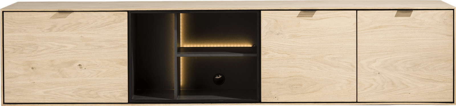 XOOON - Elements - Minimalistisch design - lowboard 210 cm. - hang + 2-deuren + klep + 3-niches + led