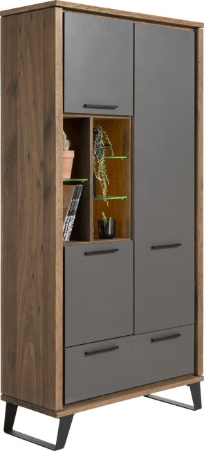 H&H - Cubo - Moderne - armoire 100 cm. - 3-portes + 1-tiroir + 5-niches (+ LED)