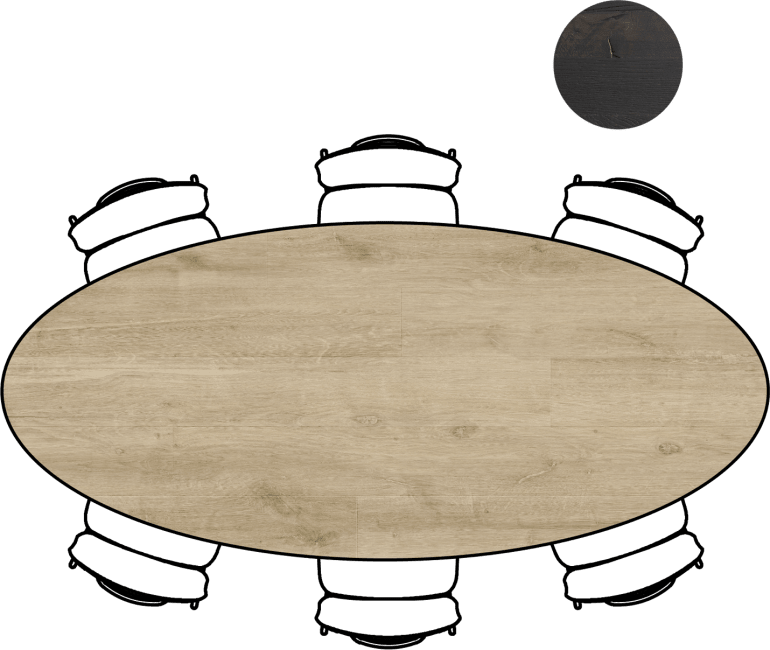 XOOON - Arvada - Minimalistisch design - tafel 250 x 110 cm. - ellips - poten aan de zijkant