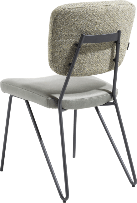 XOOON - June - design Scandinave - chaise - cadre off black + ressorts ensaches - combi tissu Pala (siege) et tissu Cleo (dos)