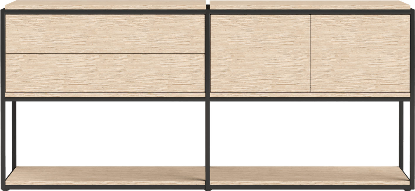 XOOON - Modulo - Minimalistisches Design - Sideboard 180 cm - 2-Tueren + 2-Laden - 2 Niveau