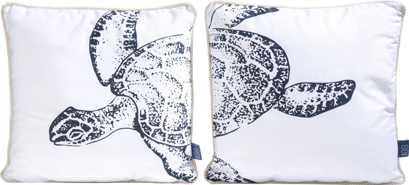 H&H - Coco Maison - Turtle jeu de 2 coussins 40x40cm