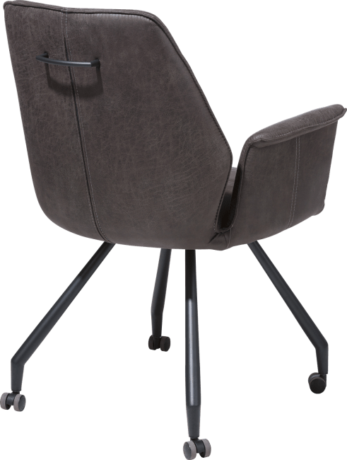 H&H - John - Industriel - fauteuil - cadre noir + roulettes - tissu Secillia