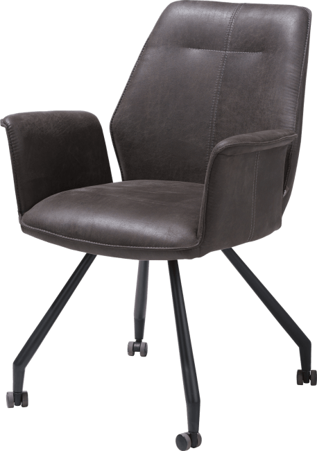 H&H - John - Industriel - fauteuil - cadre noir + roulettes - tissu Secillia