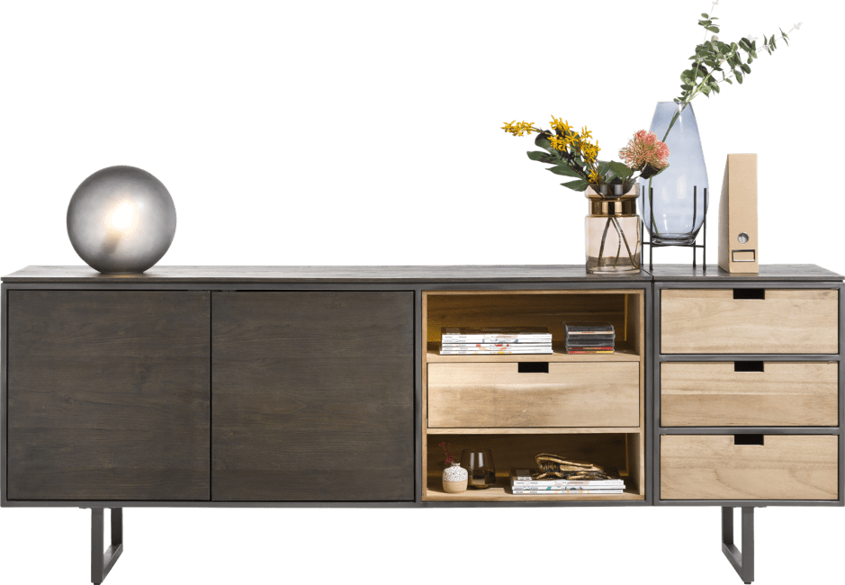 XOOON - Moniz - Design minimaliste - parti attacher buffet 50 cm - 3 tiroirs reversibles