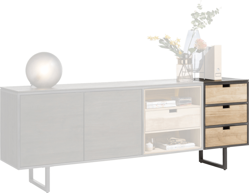 XOOON - Moniz - Minimalistisch design - aankoppelbare module dressoir 50 cm - 3 omkeerbare laden