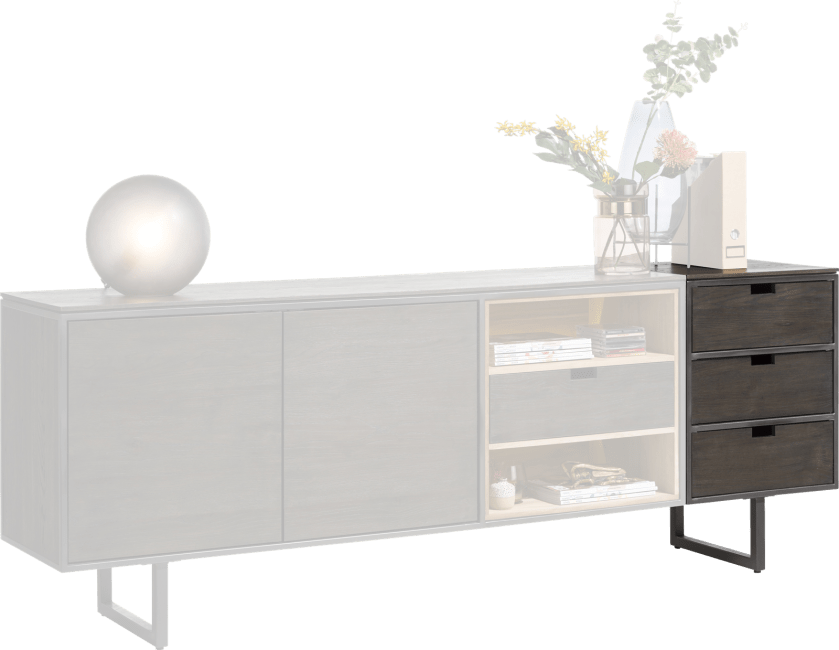 XOOON - Moniz - Design minimaliste - parti attacher buffet 50 cm - 3 tiroirs reversibles