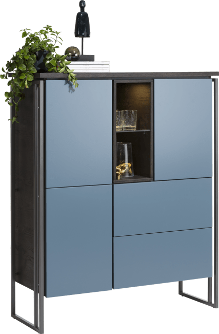 XOOON - Glasgow - Minimalistisches Design - Highboard 115 cm - 3-Tueren + 2-Laden + 2-Nischen (+ LED)