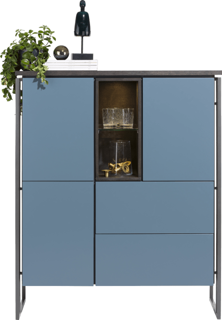 XOOON - Glasgow - Minimalistisch design - highboard 115 cm - 3-deuren + 2-laden + 2-niches (+ LED)