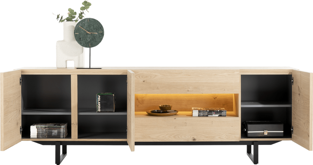 XOOON - Modali - Skandinavisches Design - Sideboard 237 cm - 3-Tueren + 2-Laden (+ LED)