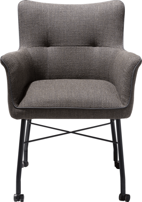 H&H - Chiara - Moderne - fauteuil avec roulettes + ressorts ensaches - avec poignee en catania noir - tissu vito