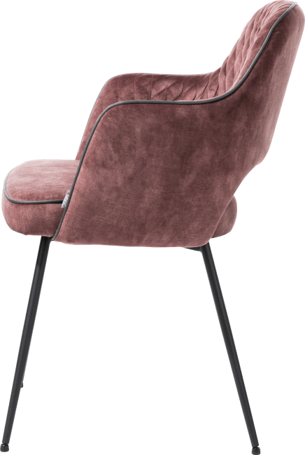 XOOON - Benton - design Scandinave - chaise a accoudoirs avec cadre rough off black - tissu Karese avec passepoil anthracite