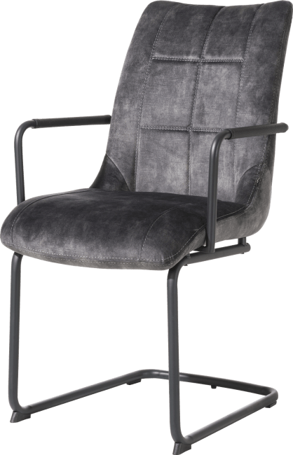 H&H - Mischa - Moderne - fauteuil - pieds traineau rond + poignee - tissu karese