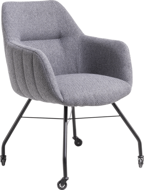 XOOON - Liv - design Scandinave - fauteuil - cadre off black + avec roulettes + poignee - tissu Ponti