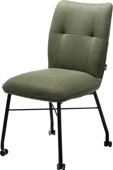 H&H - Chiara - Moderne - chaise avec roulettes + ressorts ensaches - avec poignee en Catania noir - tissu Vito