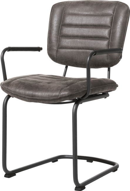 H&H - Lucas - Industriel - fauteuil cadre traineau rond - tissu secilia
