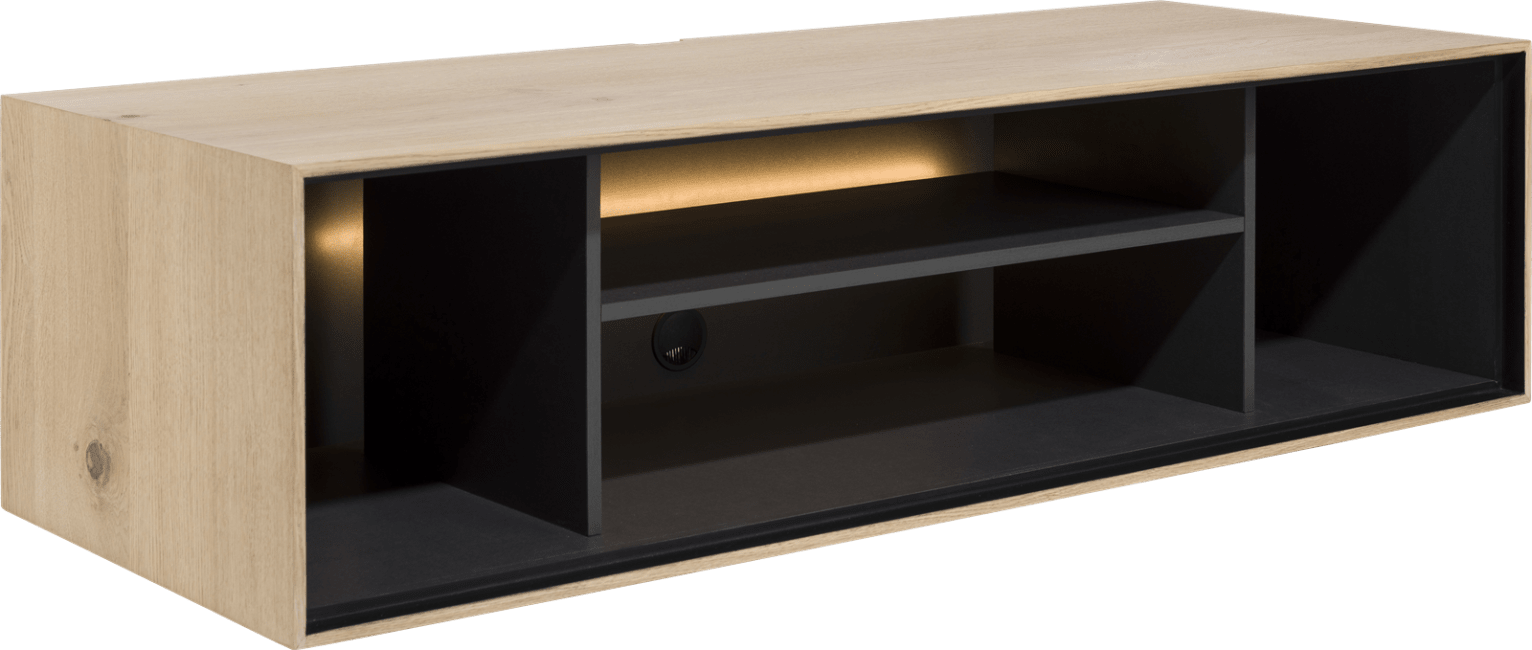 XOOON - Elements - Minimalistisches Design - Box 30 x 120 cm. - Holz - zum aufhaengen + 4-Nischen + Led
