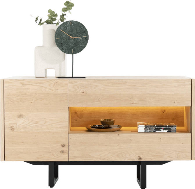 XOOON - Modali - Skandinavisches Design - Sideboard 143 cm - 1-Tuer + 2-Laden (+ LED)