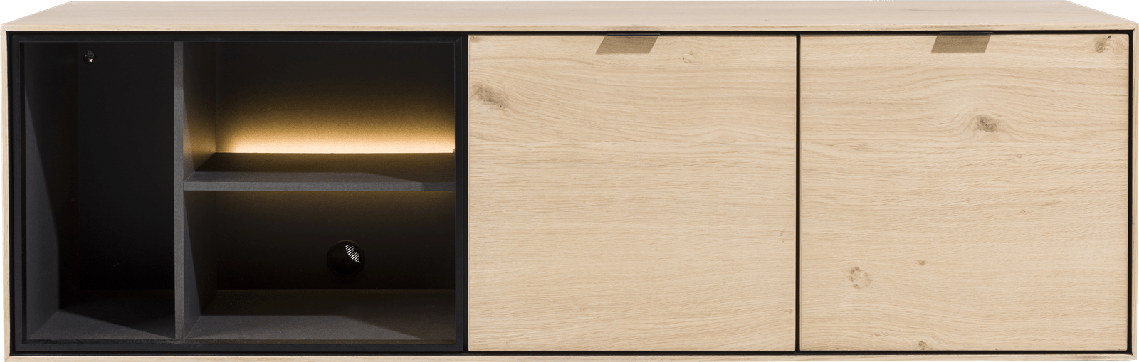 XOOON - Elements - Minimalistisch design - lowboard 150 cm. - hang + 2-deuren + 3-niches + led