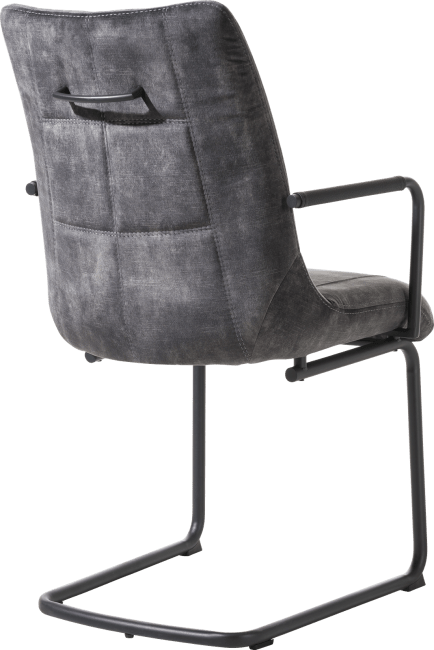 H&H - Mischa - Moderne - fauteuil - pieds traineau rond + poignee - tissu karese
