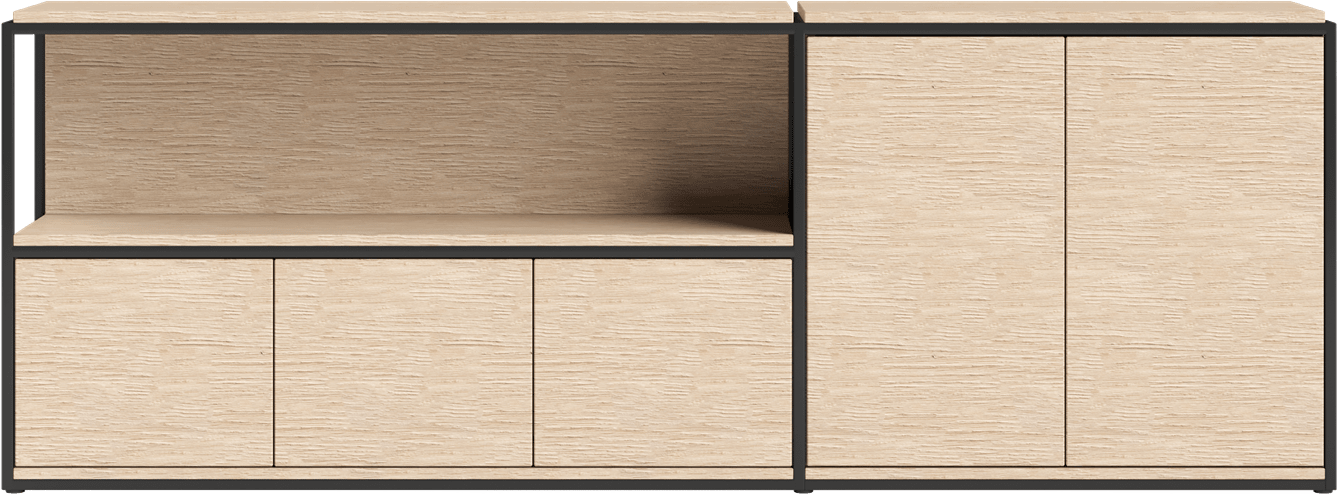 XOOON - Modulo - Minimalistisches Design - Sideboard 225 cm - 5-Tueren - 2 Niveau