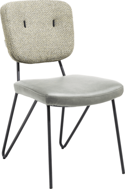 XOOON - June - design Scandinave - chaise - cadre off black + ressorts ensaches - combi tissu Pala (siege) et tissu Cleo (dos)