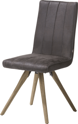 chaise - pied bois - tissu Leopard anthracite