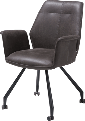 fauteuil - cadre noir + roulettes - tissu Secillia