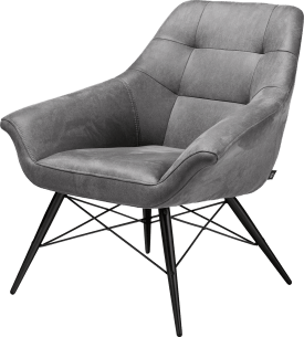 Sessel schwarz Gestell + Stoff Kibo
