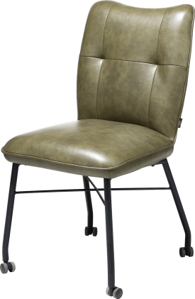 chaise avec roulettes + ressorts ensaches - avec poignee en Catania noir - cuir Laredo