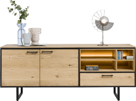 sideboard 200 cm - 2-doors + 1-drawer + 4-niches (+ LED)