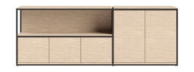 dressoir 225 cm - 5-deuren - 2 nivo's