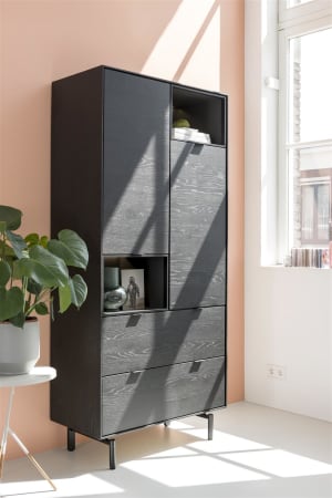 armoire 90 cm. - 2-portes + 2-tiroirs + 2-niches + led