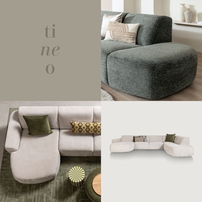Modulaire sofa Tineo: diepe zit en brede armleuningen