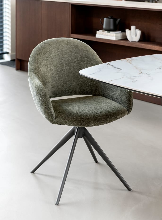 fauteuil de table tissu avec accoudoirs