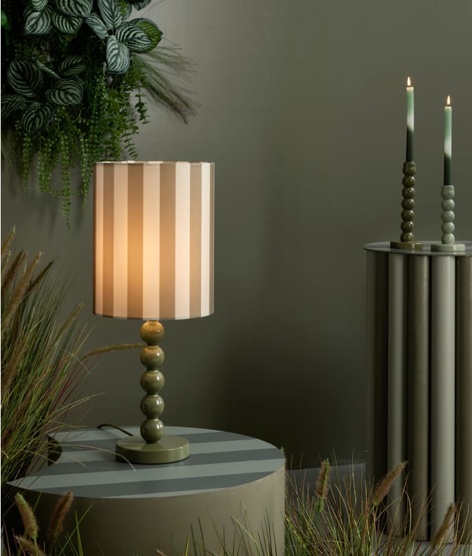 DOTS tafellamp Olive en DOTS kandelaren Olive