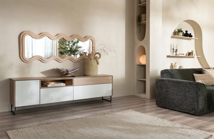 de LINDFIELD dressoir van XOOON is perfect isn een modern en minimlaistisch interieur